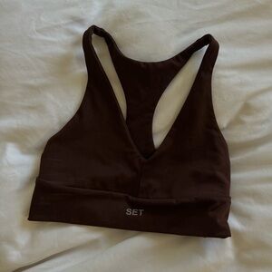 Brown Set Active Sports Bra